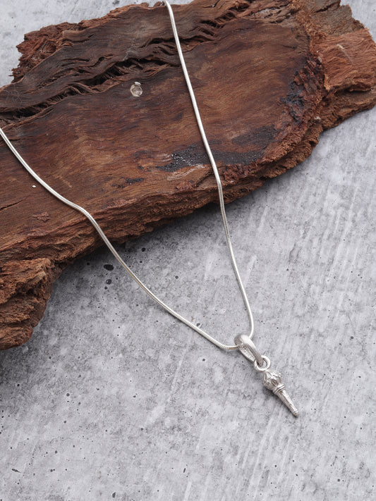 Sterling Silver (92.5% Purity) Pure Silver God Hanuman Gada Chain Pendant (Locket with Anchor Chain- 22 inches) for Men & Women