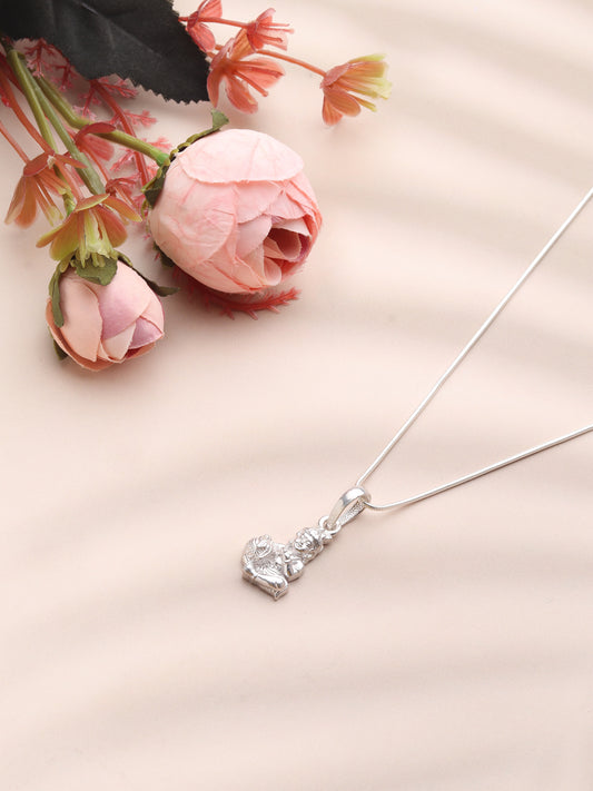 Sterling Silver (92.5% Purity) Pure Silver God Kanha Laddu Gopal Chain with Pendant (Locket with Anchor Chain-22 inches) for Men & Women