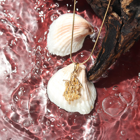 22KT Gold Plated Sterling Silver (92.5% Purity) Pure Silver God Radha Krishna Chain Pendant (Locket with Anchor Chain-22 inches) for Men & Women