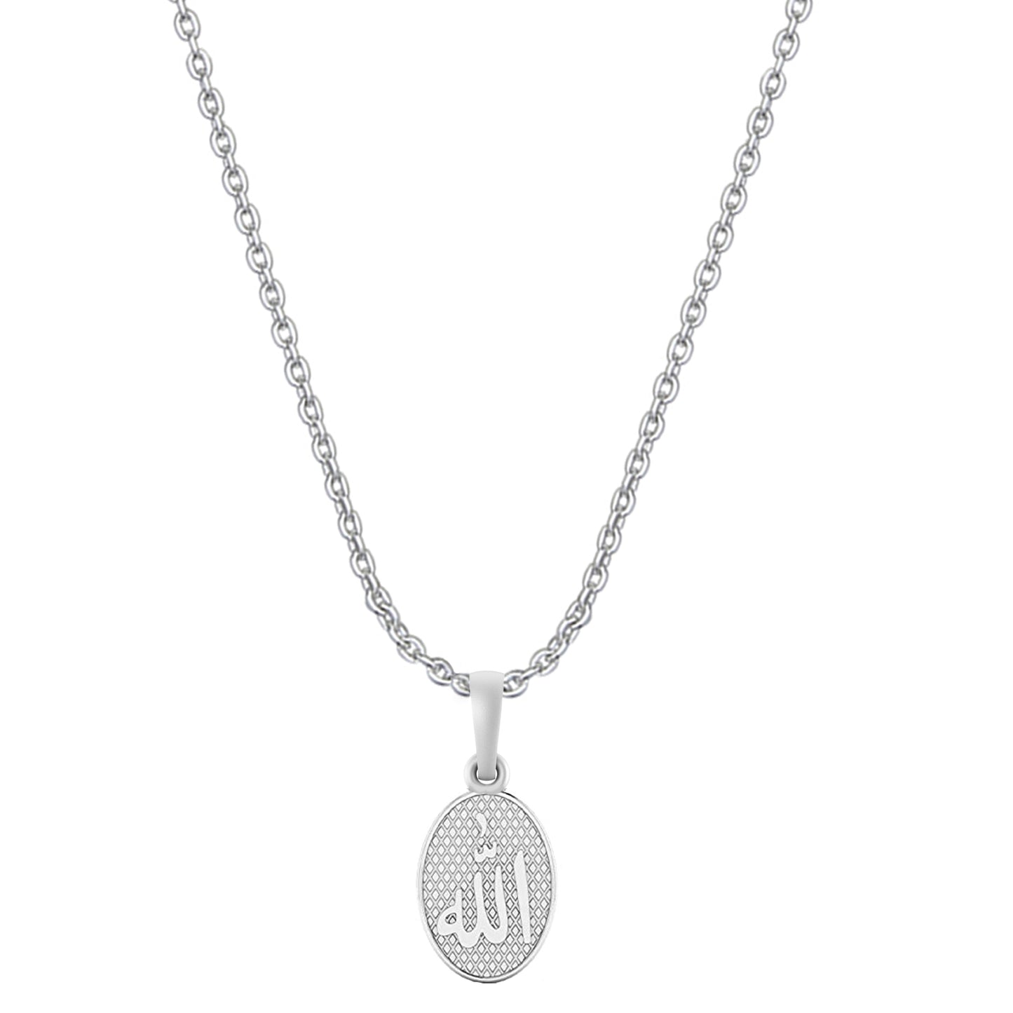 Religious God Allah Barkat Chain Pendant (Pendant with Anchor Chain-22 inches) for Men and women Pure Silver spiritual Islamic Muslim Allah Barkat Kareem symbol Chain Locket for Good Luck, Health & Wealth