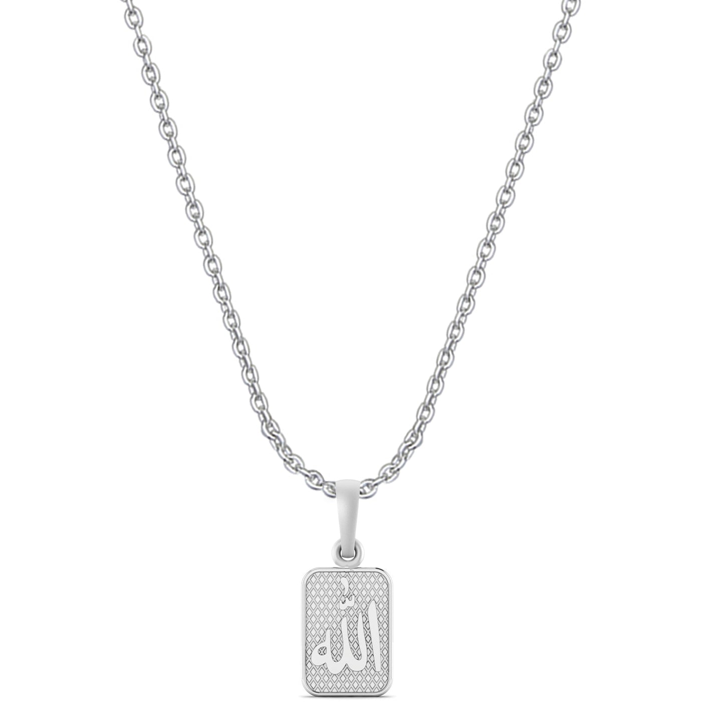 Religious God Allah Barkat Chain Pendant (Pendant with Anchor Chain-22 inches) for Men and women Pure Silver spiritual Islamic Muslim Allah Barkat Kareem symbol Chain Locket for Good Luck, Health & Wealth
