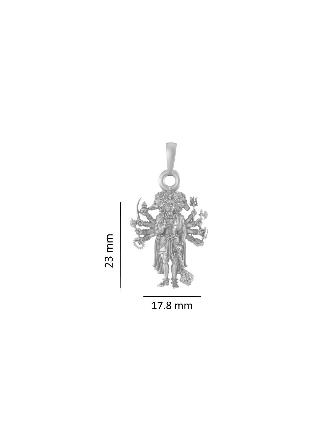 Sterling Silver (92.5% Purity) Pure Silver God Panchmukhi Hanuman Chain Pendant (Locket with Anchor Chain- 22 inches) for Men & Women