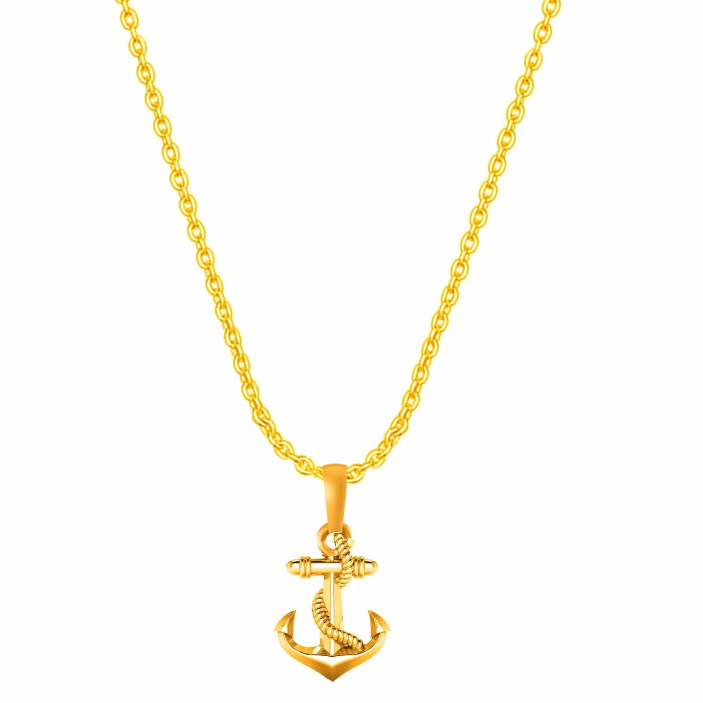 22KT Gold Plated Sterling Silver (92.5% Purity) Pure Silver Ship Anchor Chain Pendant (Locket with Anchor Chain-22 inches) for Men & Women