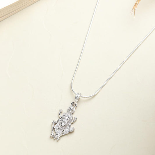 Sterling Silver 92.5 God Vishnu Chain Pendant with Anchor Chain 22 Inches for Men by Akshat Sapphire MPSA7274
