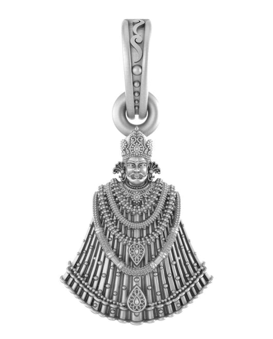 Akshat Sapphire Sterling Silver (92.5% purity) God Baba Khatu Shyam Chain Pendant (Pendant with Anchor Chain-22 inches) for Men & Women Pure Silver Lord Baba Khatu Shyam Chain Locket for Good Health & Wealth