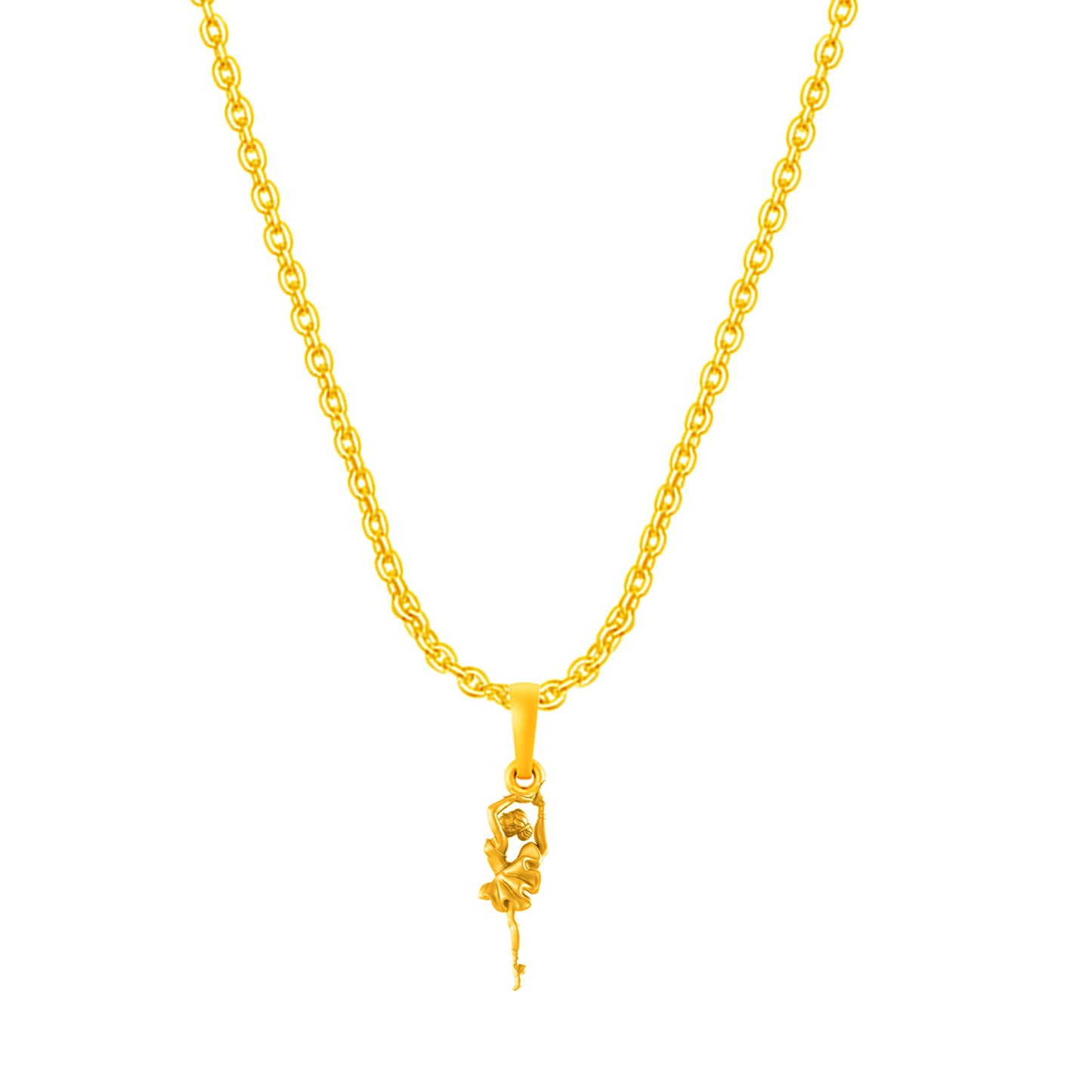 22KT Gold Plated Silver (92.5% Purity) Pure Silver Stylish & Fashionable Happy Dancing girl Chain Pendant (Locket with Anchor Chain-22 inches) for Men