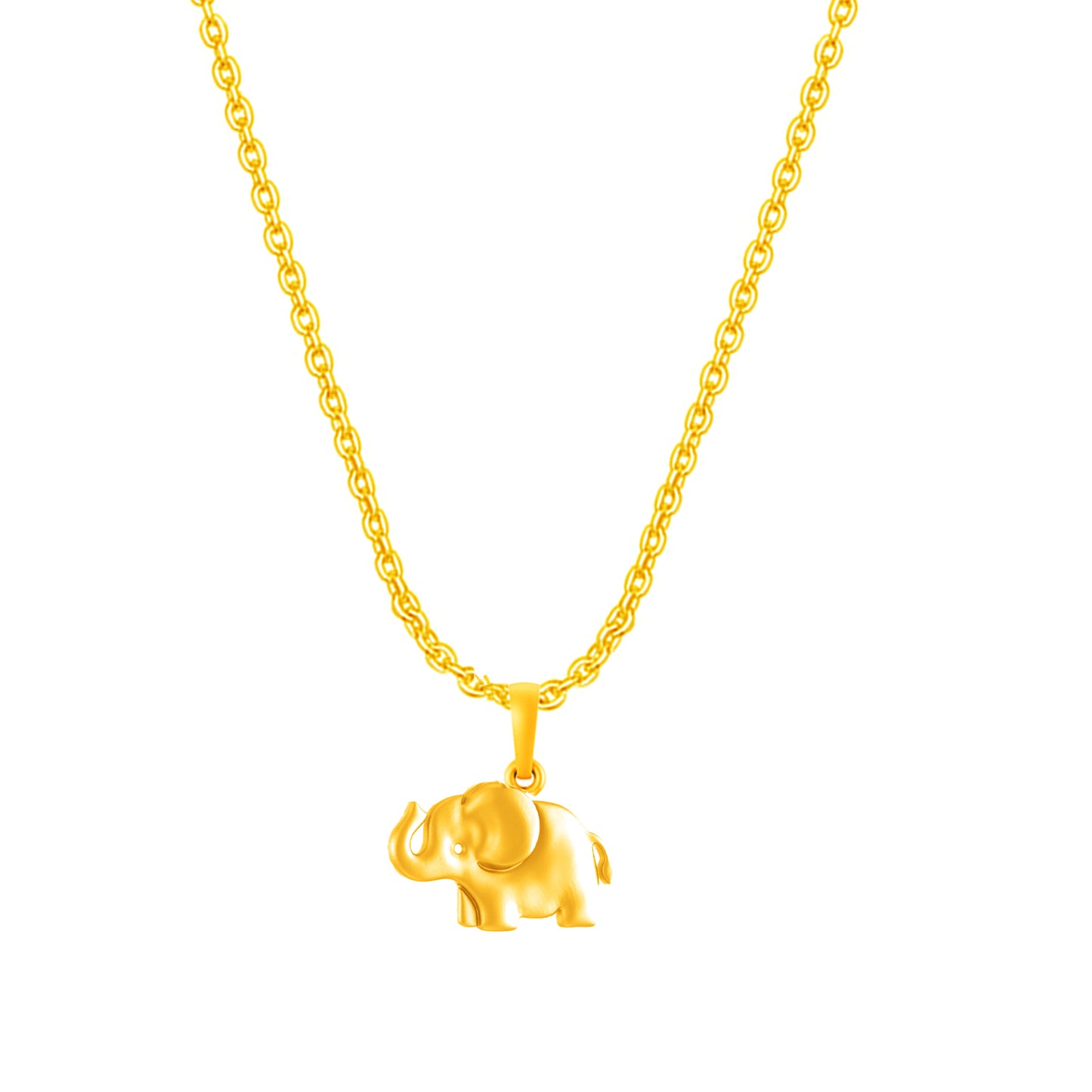 22KT Gold Plated Silver (92.5% Purity) Pure Silver Strength Symbolic Elephant Chain Pendant (Locket with Anchor Chain-22 inches) for Men & Women