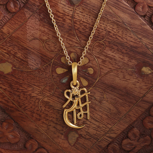 22KT Gold Plated Sterling Silver (92.5% Purity) Pure Silver God Ram Ji chain Pendant (Locket with Anchor Chain-22 inches) for Men & Women