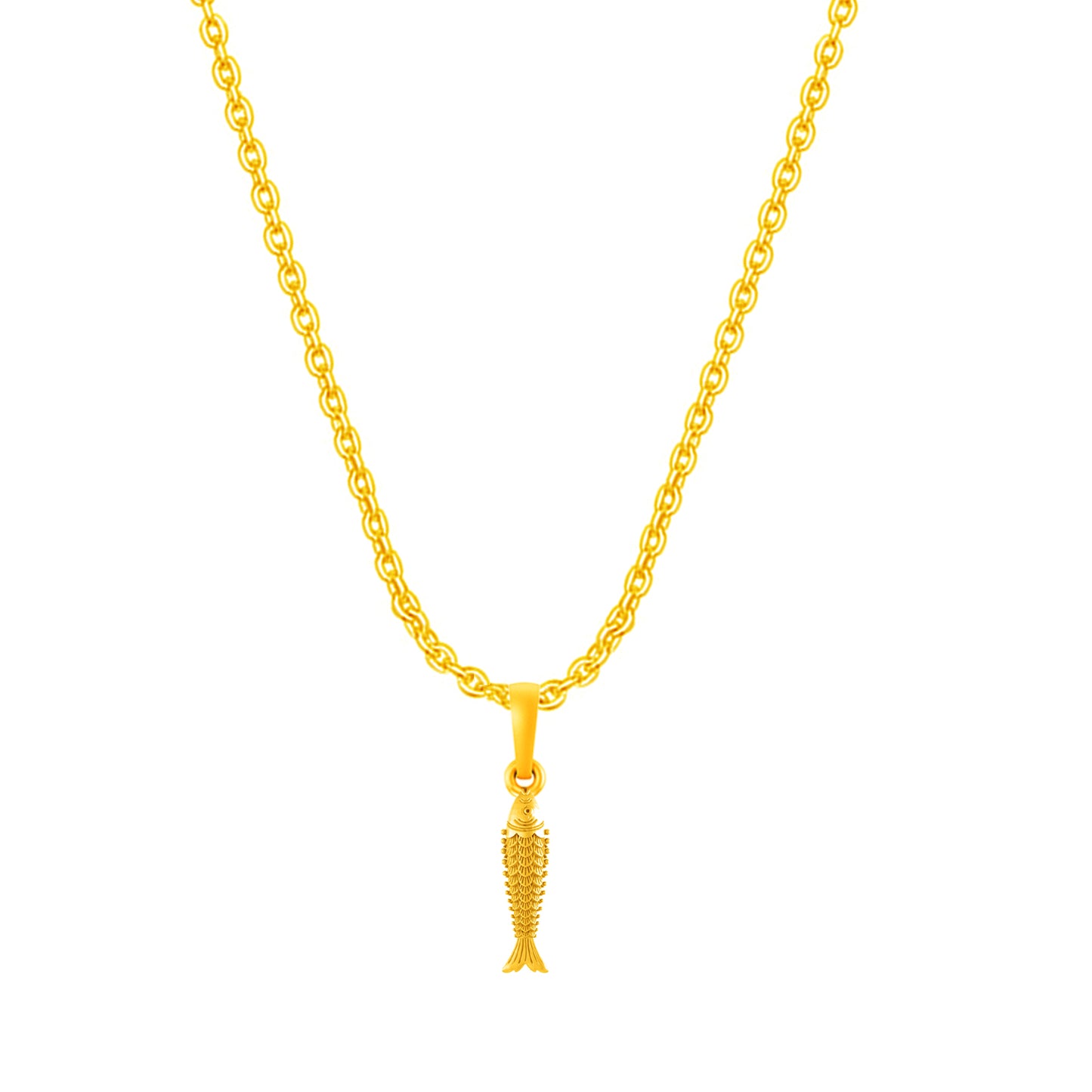 22KT Gold Plated Silver (92.5% Purity) Pure Silver Stylish and Fashionable Fish Chain Pendant (Locket with Anchor Chain-22 inches) for Men & Women