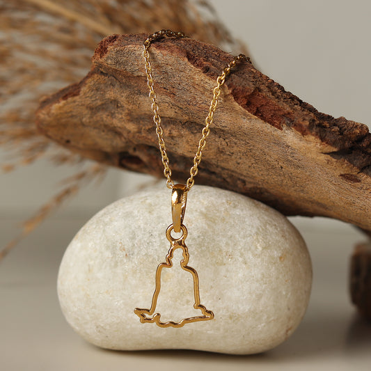 22KT Gold Plated Silver (92.5% Purity) Pure Silver Spiritual Swami Samarth Chain Pendant (Locket with Anchor Chain-22 inches) for Men and women