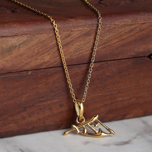 22CT Gold Plated Sterling Silver 92.5% Purity Ram Name Pendant with Anchor Chain 22 Inches for Men by Akshat Sapphire MPSA7343_Gold