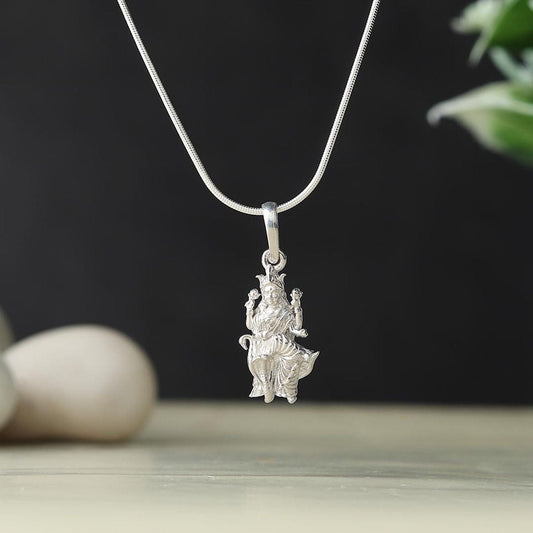 Sterling Silver 92.5 Goddess Mansa Devi Chain Pendant with Anchor Chain 22 Inches for Men by Akshat Sapphire MPSA7351