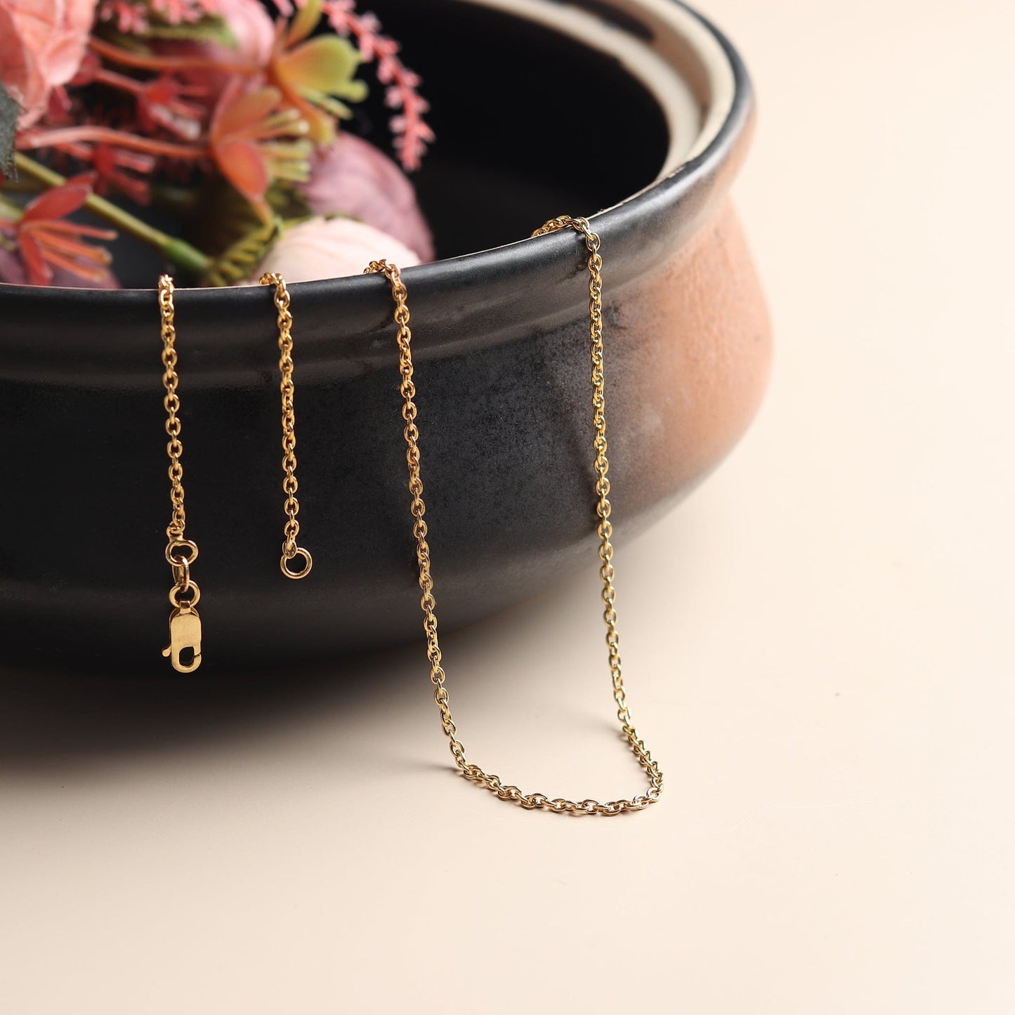 22KT Gold Plated Silver (92.5% purity) precious Name alphabet chain pendant (Pendnat with Anchor/Cable chain- 22 Inches) pure silver designer alphabet chain locket