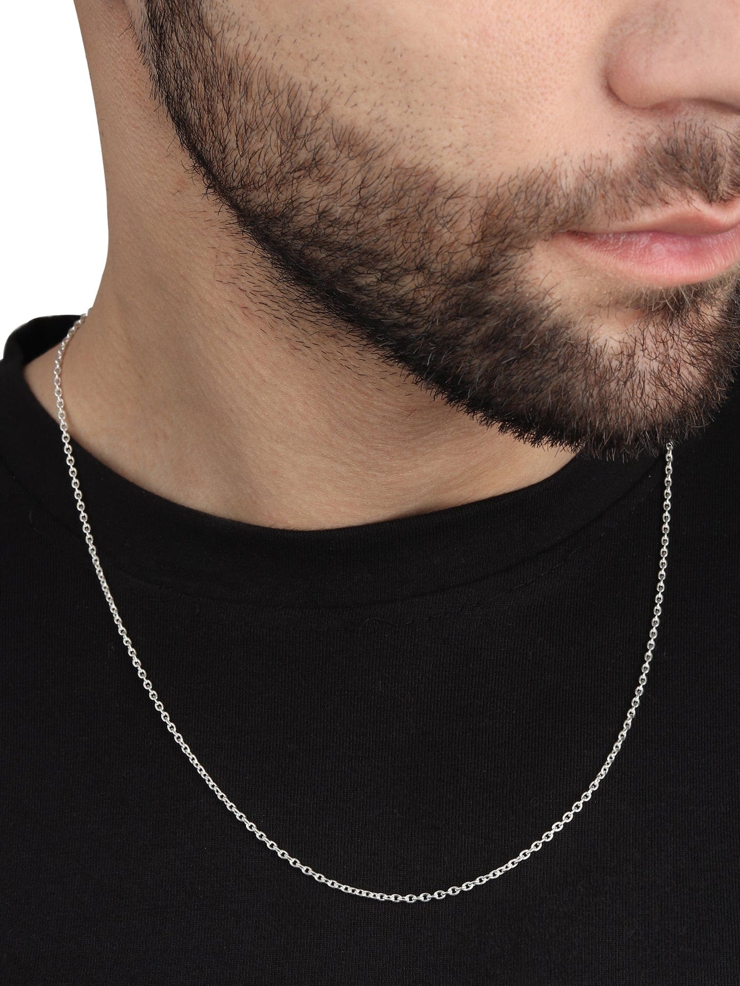 Akshat Sapphire Sterling Silver (92.5% purity) precious Name alphabet chain pendant (Pendnat with Anchor/Cable chain- 22 Inches) pure silver designer alphabet chain locket