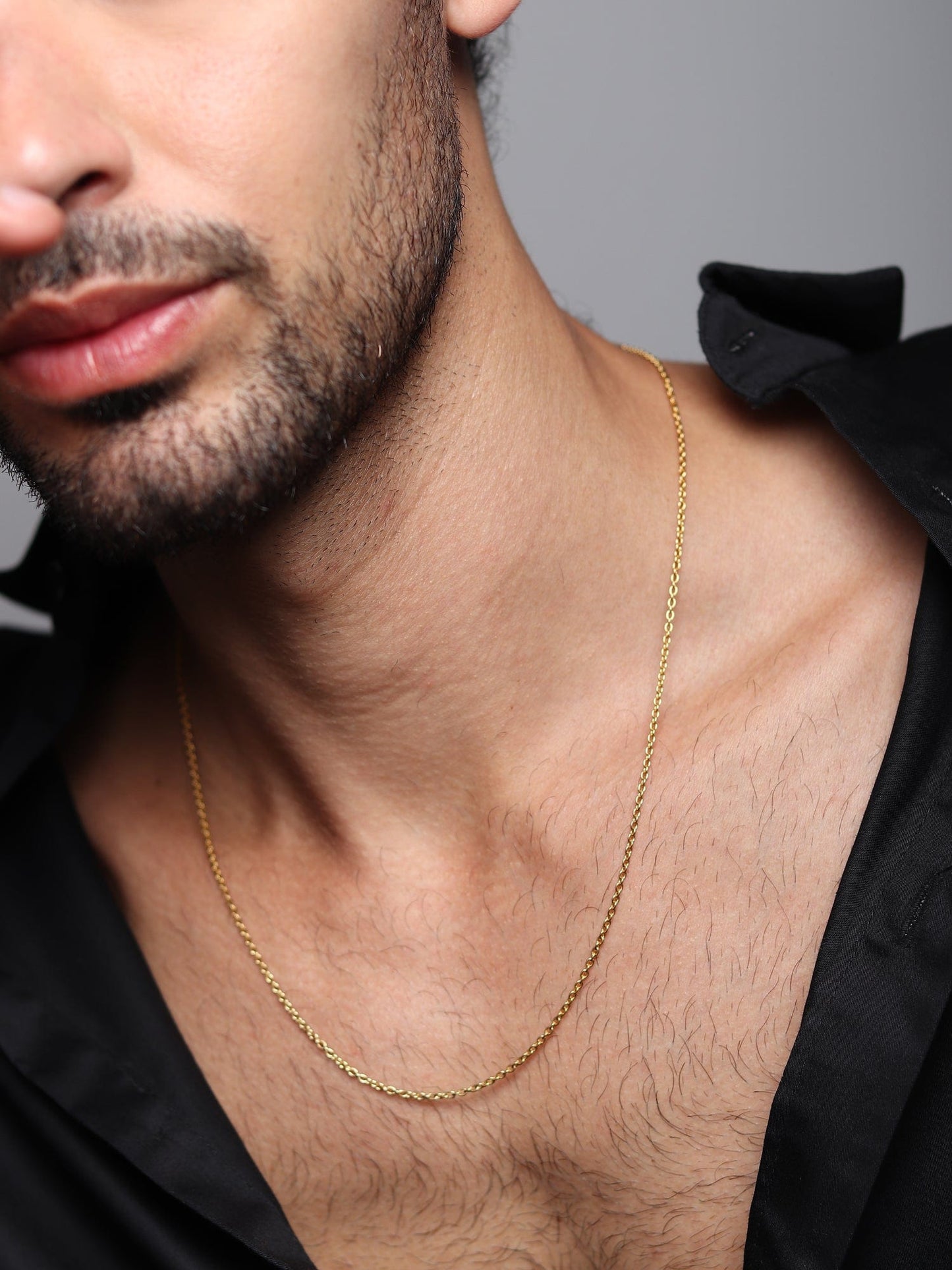 22 CT Gold Plated Silver (92.5% purity) Anchor/cable chain (22 inches) for Men