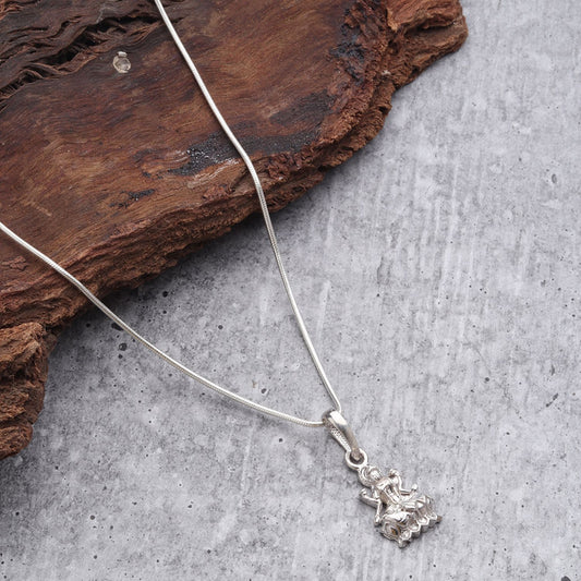 Sterling Silver (92.5% Purity) Pure Silver Goddess Laxmi Ji Chain Pendant (Locket with Box Chain-22 inches) for Men & Women