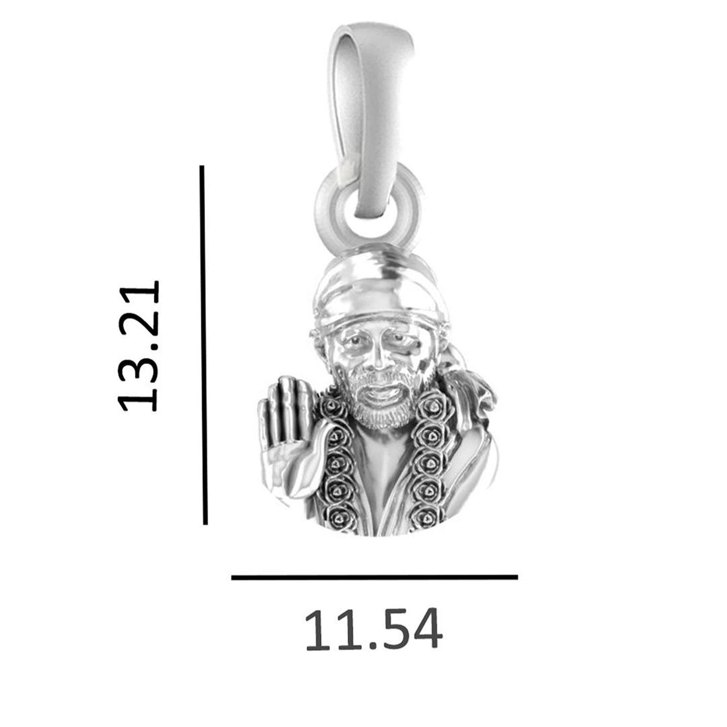 AKSHAT SAPPHIRE Sterling Silver (Silver with 92.5% purity) God Shree Sai Baba chain Pendant (Pendant with Box Chain-22 inches) for Men & Women Pure Sterling Silver Lord Sai Baba chain Locket For Good Wealth & Health