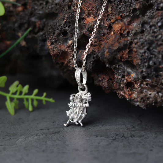 Sterling Silver 92.5 God Hanuman Chain Pendant with Box Chain 22 Inches for Men by Akshat Sapphire MPSB7065