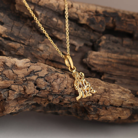 22KT Gold Plated God Hanuman Chain Pendant (Locket with Box Chain- 22 inches) for Men & Women