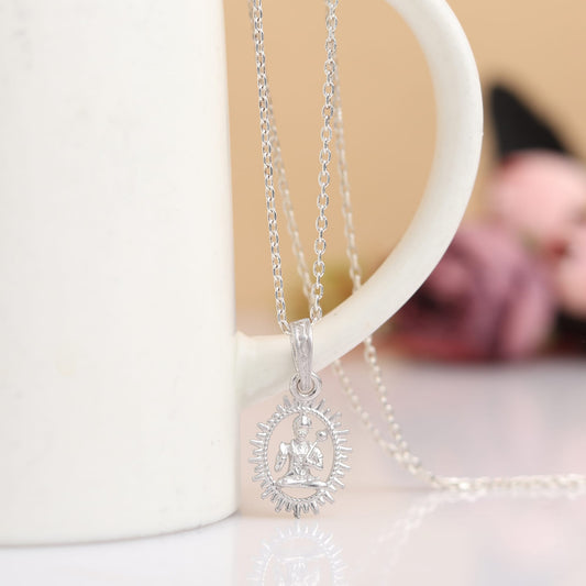 Sterling Silver 92.5 God Hanuman Chain Pendant with Box Chain 22 Inches for Men by Akshat Sapphire MPSB7086