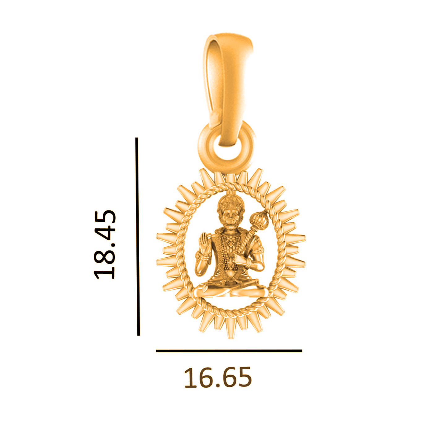 22KT Gold Plated God Hanuman Chain Pendant (Locket with Box Chain- 22 inches) for Men & Women