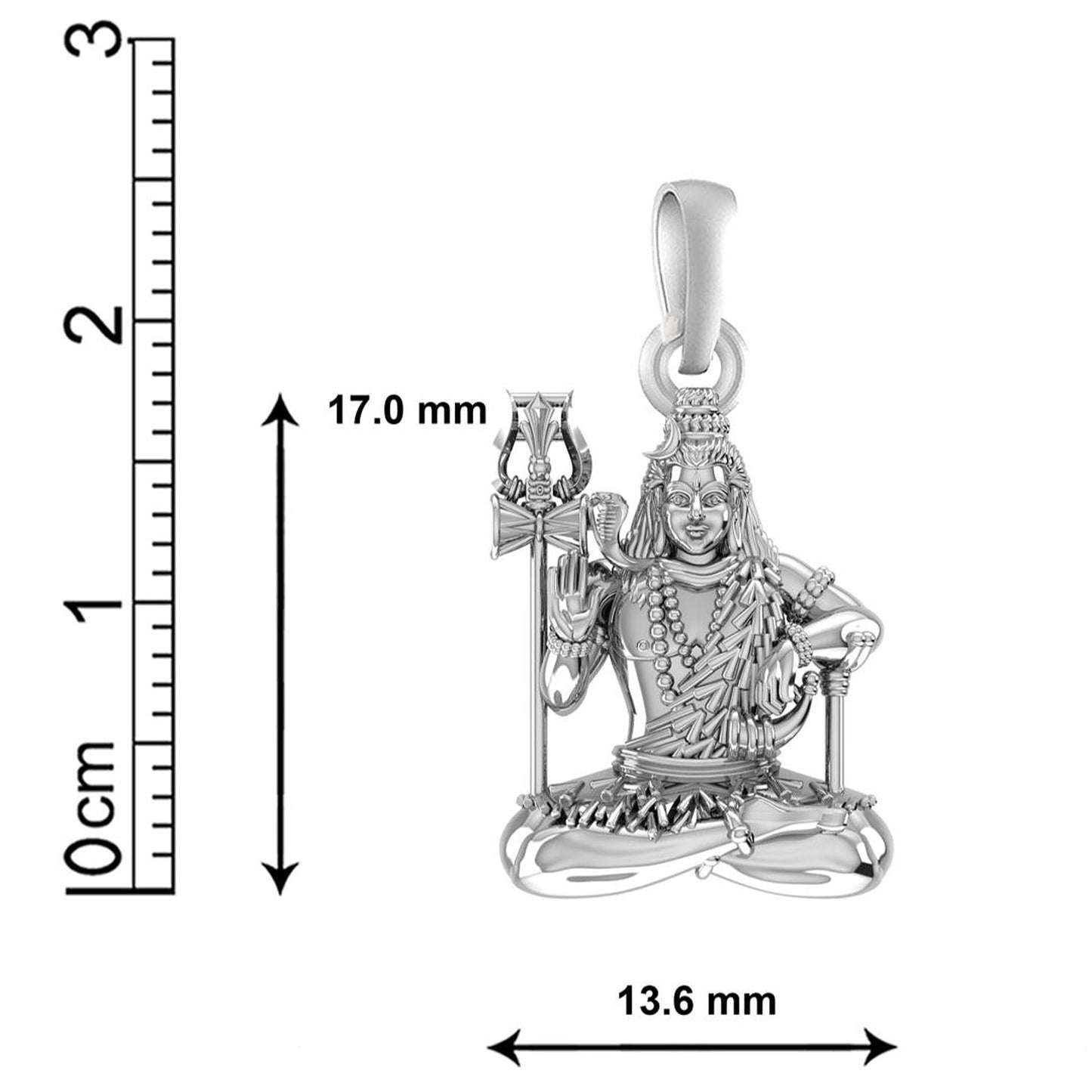 Akshat Sapphire Sterling Silver (92.5% purity) God Shiva Chain Pendant (Pendant with Box Chain-22 inches) for Men & Women Pure Silver Lord Shiv Chain Locket for Good Health & Wealth