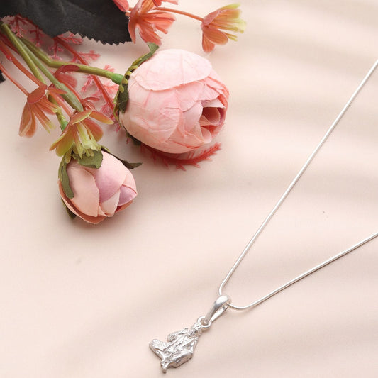 Sterling Silver 92.5 God Sai Baba Chain Pendant with Box Chain 22 Inches for Men by Akshat Sapphire MPSB7118