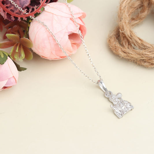 Sterling Silver 92.5 God Hanuman Chain Pendant with Box Chain 22 Inches for Men by Akshat Sapphire MPSB7121