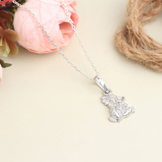 Sterling Silver 92.5 God Ganesh Chain Pendant with Box Chain 22 Inches for Men by Akshat Sapphire MPSB7131