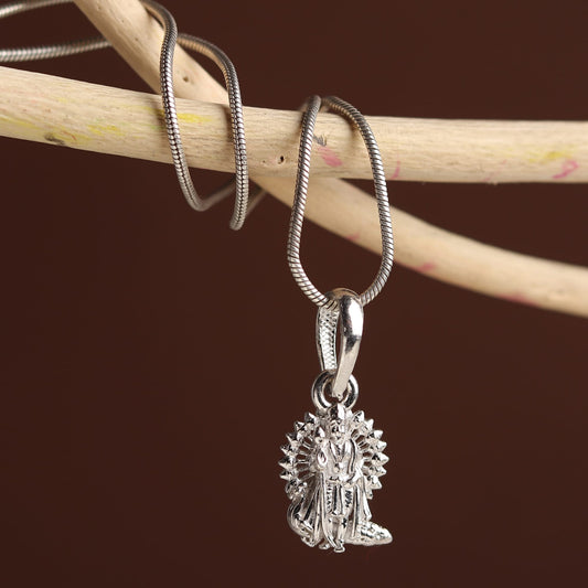 Sterling Silver 92.5 God Kartikeya Chain Pendant with Box Chain 22 Inches for Men by Akshat Sapphire MPSB7138