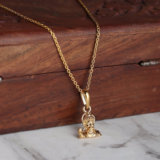 22KT Gold Plated God Hanuman Chain Pendant (Locket with Box Chain- 22 inches) for Men & Women