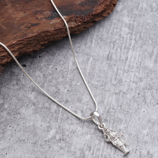 Sterling Silver (92.5% Purity) Pure Silver Goddess Laxmi Ji Chain Pendant (Locket with Box Chain-22 inches) for Men & Women