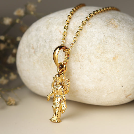 22KT Gold Plated Sterling Silver (92.5% Purity) Pure Silver Goddess Laxmi Ji Chain Pendant (Locket with Box Chain-22 inches) for Men & Women