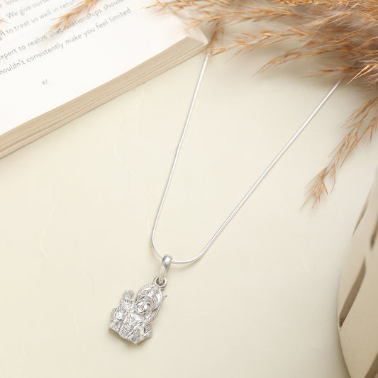 Sterling Silver (92.5% Purity) Pure Silver God Ram Ji chain Pendant (Locket with Box Chain-22 inches) for Men & Women