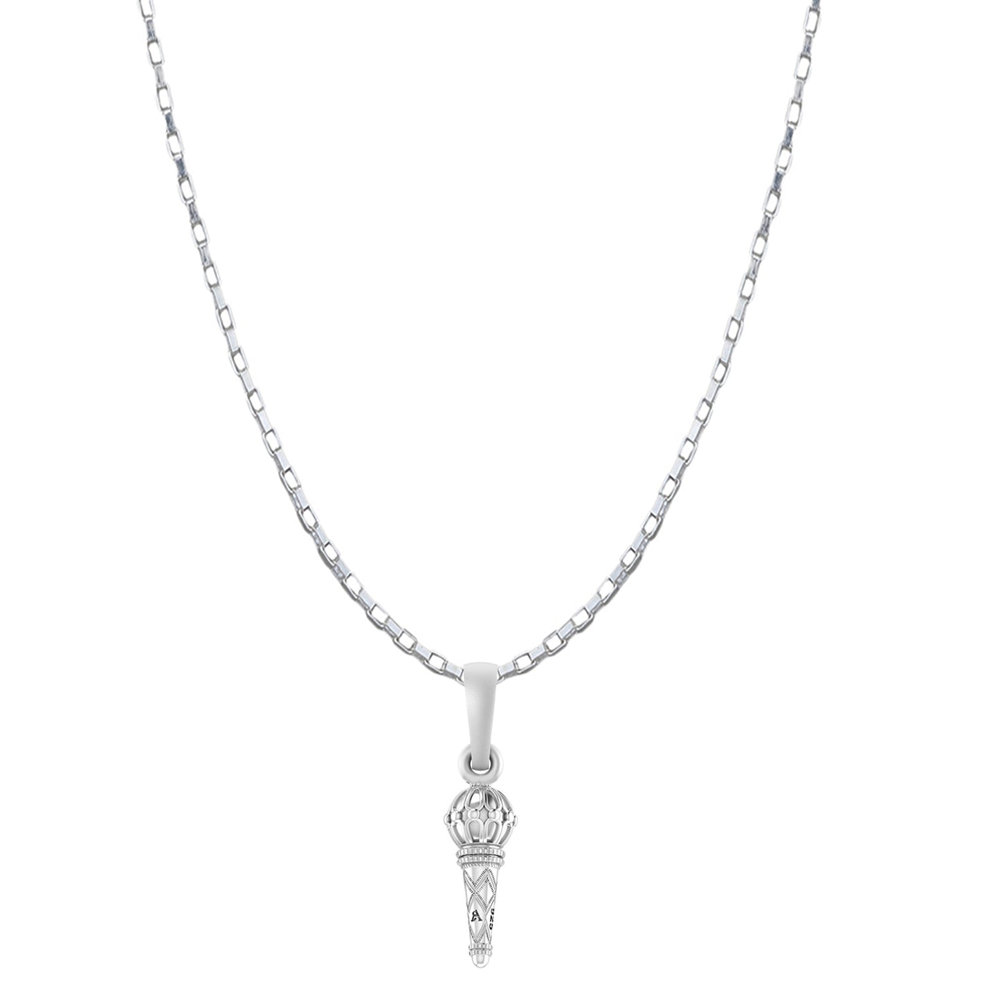Akshat Sapphire Sterling Silver (92.5% purity) God Hanuman Gada Chain Pendant (Pendant with Box Chain- 22 inches) for Men & Women Pure Silver Lord Bajrang Bali Gada Chain Locket