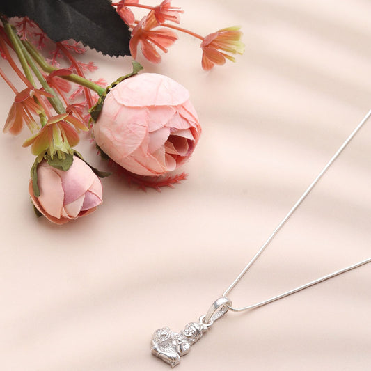 Sterling Silver (92.5% Purity) Pure Silver God Kanha Laddu Gopal Chain with Pendant (Locket with Box Chain-22 inches) for Men & Women