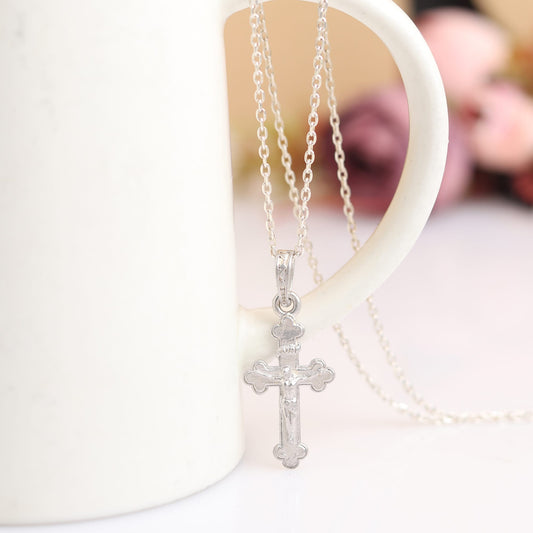 Sterling Silver 92.5 God Jesus Cross Chain Pendant with Box Chain 22 Inches for Men by Akshat Sapphire MPSB7179