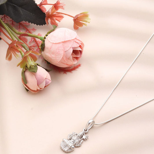 Sterling Silver 92.5 Goddess Lalitha Devi Chain Pendant with Box Chain 22 Inches for Men by Akshat Sapphire MPSB7182