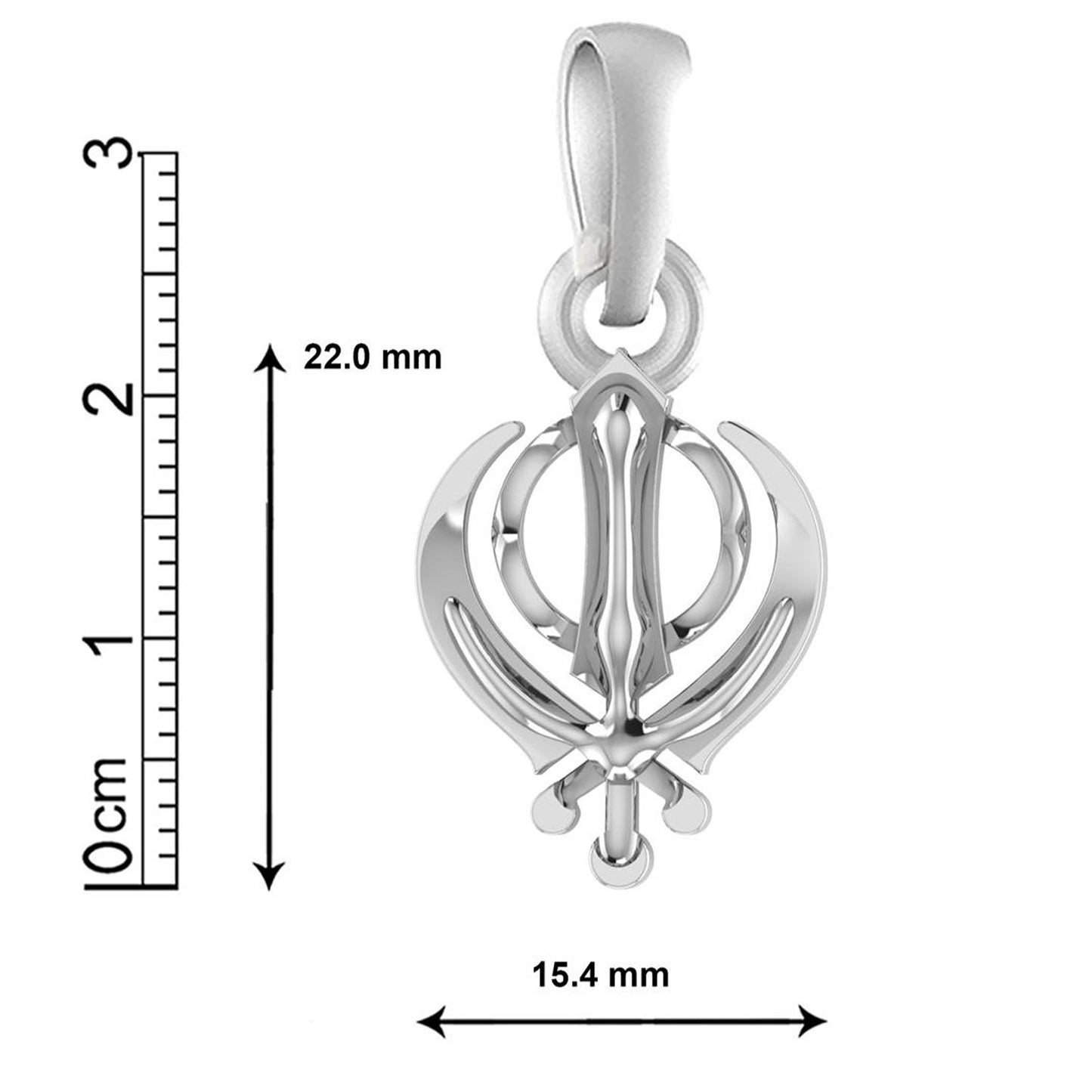 Sterling Silver (92.5% Purity) Pure Silver Sikh Khanda Symbol chain Pendant (Locket with Box Chain-22 inches) for Men and Women