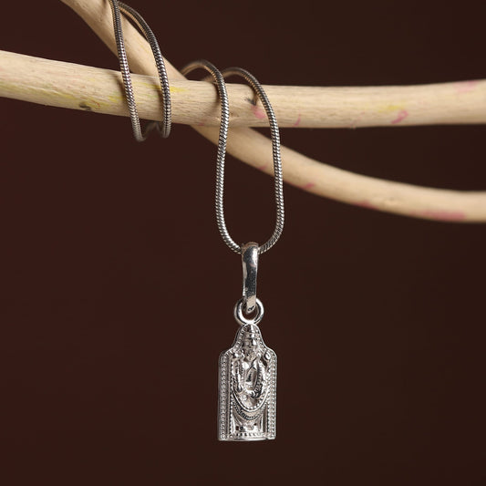 Sterling Silver 92.5 God Balaji Chain Pendant with Box Chain 22 Inches for Men by Akshat Sapphire MPSB7195