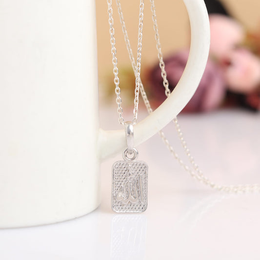 Sterling Silver 92.5 God Allah Chain Pendant with Box Chain 22 Inches for Men by Akshat Sapphire MPSB7206