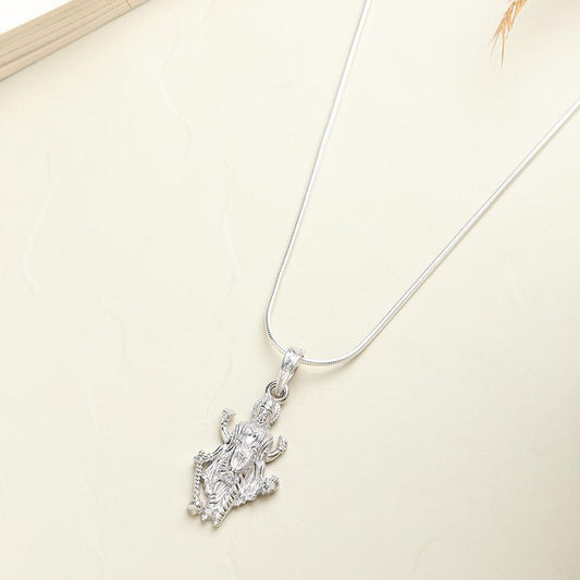 Sterling Silver 92.5 God Vishnu Chain Pendant with Box Chain 22 Inches for Men by Akshat Sapphire MPSB7274