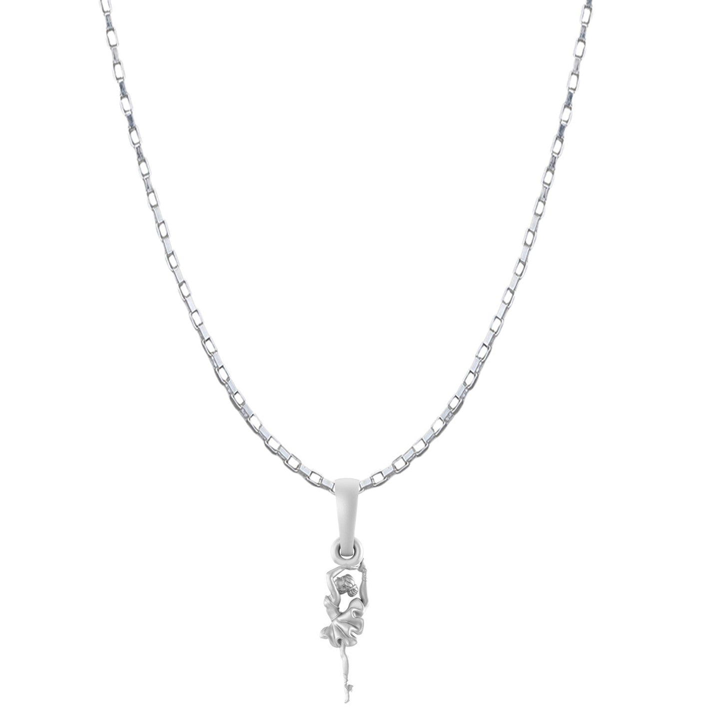 Akshat Sapphire Sterling Silver (92.5% purity) Stylish and Fashionable Happy Dancing girl Chain Pendant (Pendant with Box Chain-22 inches) for Men & Women Pure Silver gorgeous dancing girl Chain Locket for Happiness and joy