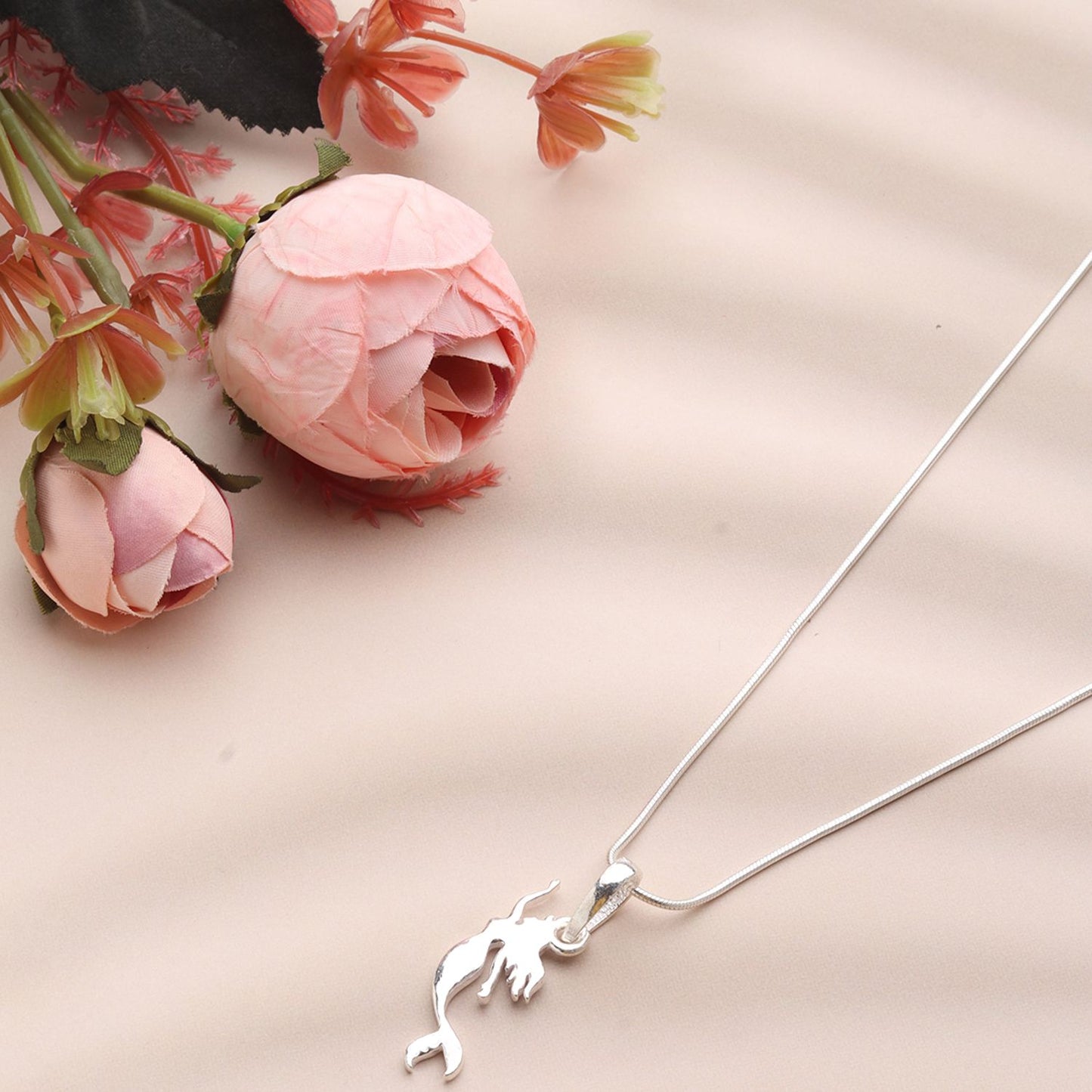 Sterling Silver (92.5% Purity) Pure Silver ambitious and Stylish divine Mermaid Chain Pendant (Locket with Box Chain-22 inches) for Men & Women