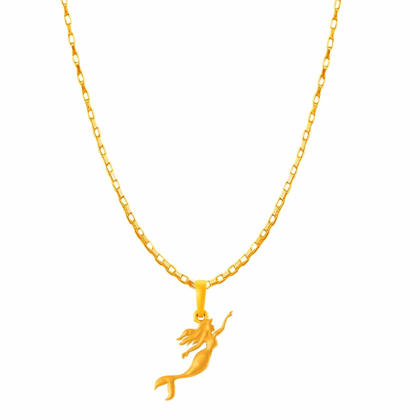 22KT Gold Plated Silver (92.5% Purity) Pure Silver ambitious and Stylish divine Mermaid Chain Pendant (Locket with Box Chain-22 inches) for Men