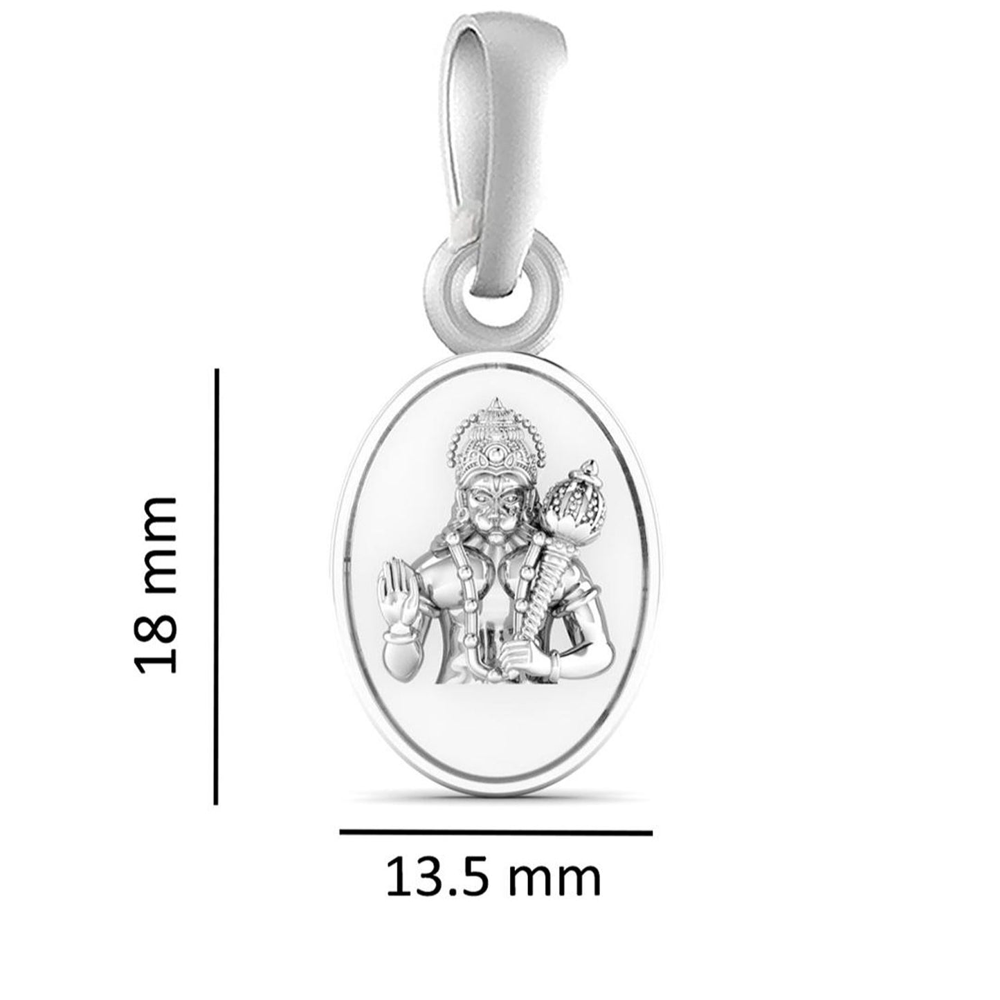 God Hanuman Chain Pendant (Pendant with Box Chain- 22 inches) for Men & Women Pure Silver Lord bajrang bali Chain Locket for Good Health & Wealth