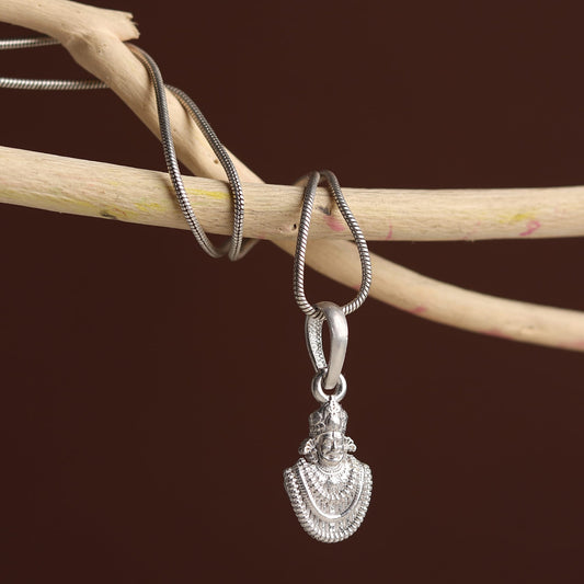 Sterling Silver 92.5 Khatu Shyam Chain Pendant with Box Chain 22 Inches for Men by Akshat Sapphire MPSB7336