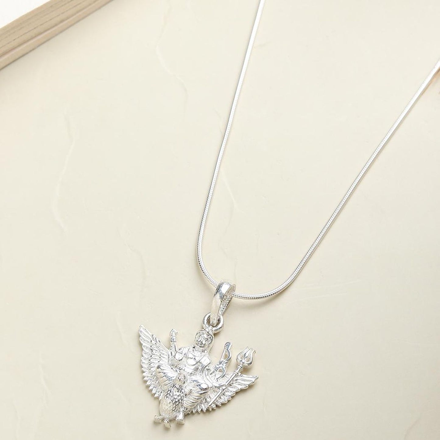 God Shani Dev Pure Silver 92.5% purity Chain pendant by Shani Dev Pendant (Pendant with Box Chain-22 inches)