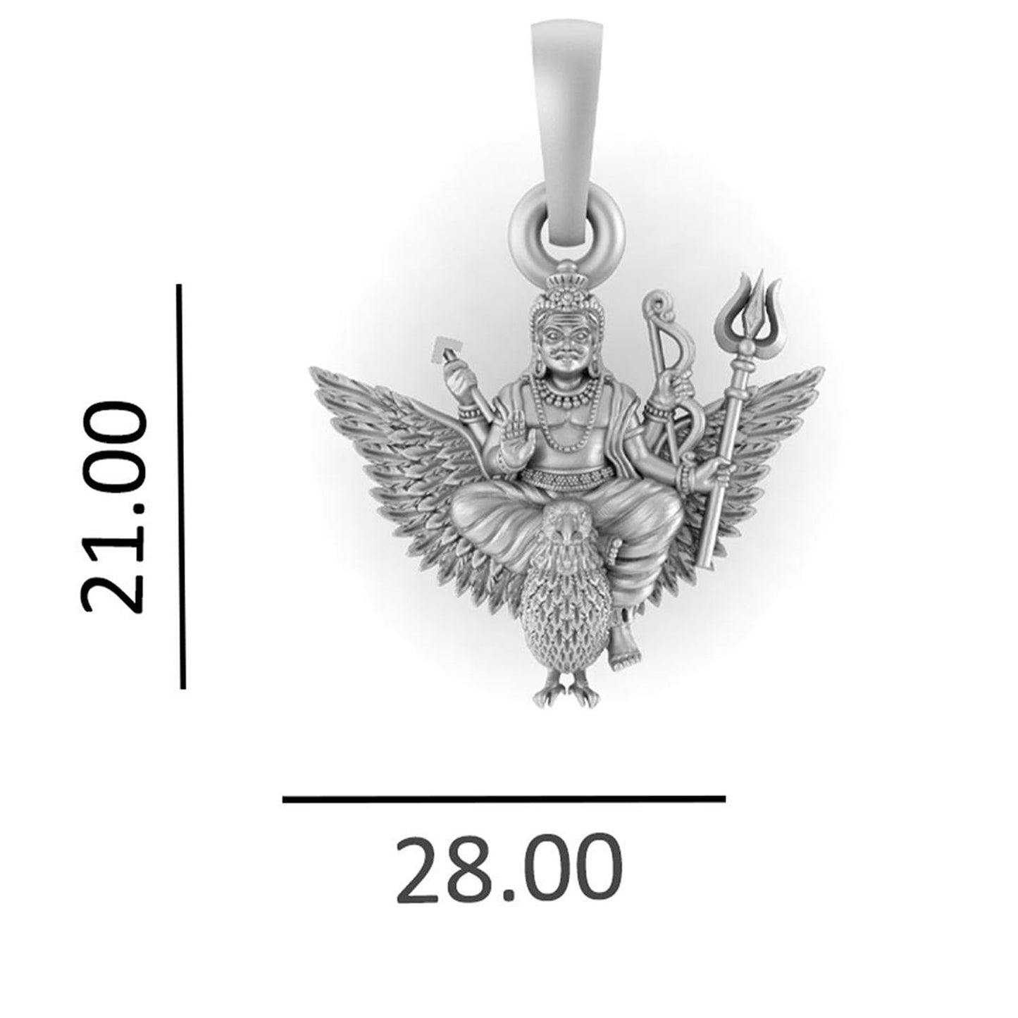 God Shani Dev Pure Silver 92.5% purity Chain pendant by Shani Dev Pendant (Pendant with Box Chain-22 inches)