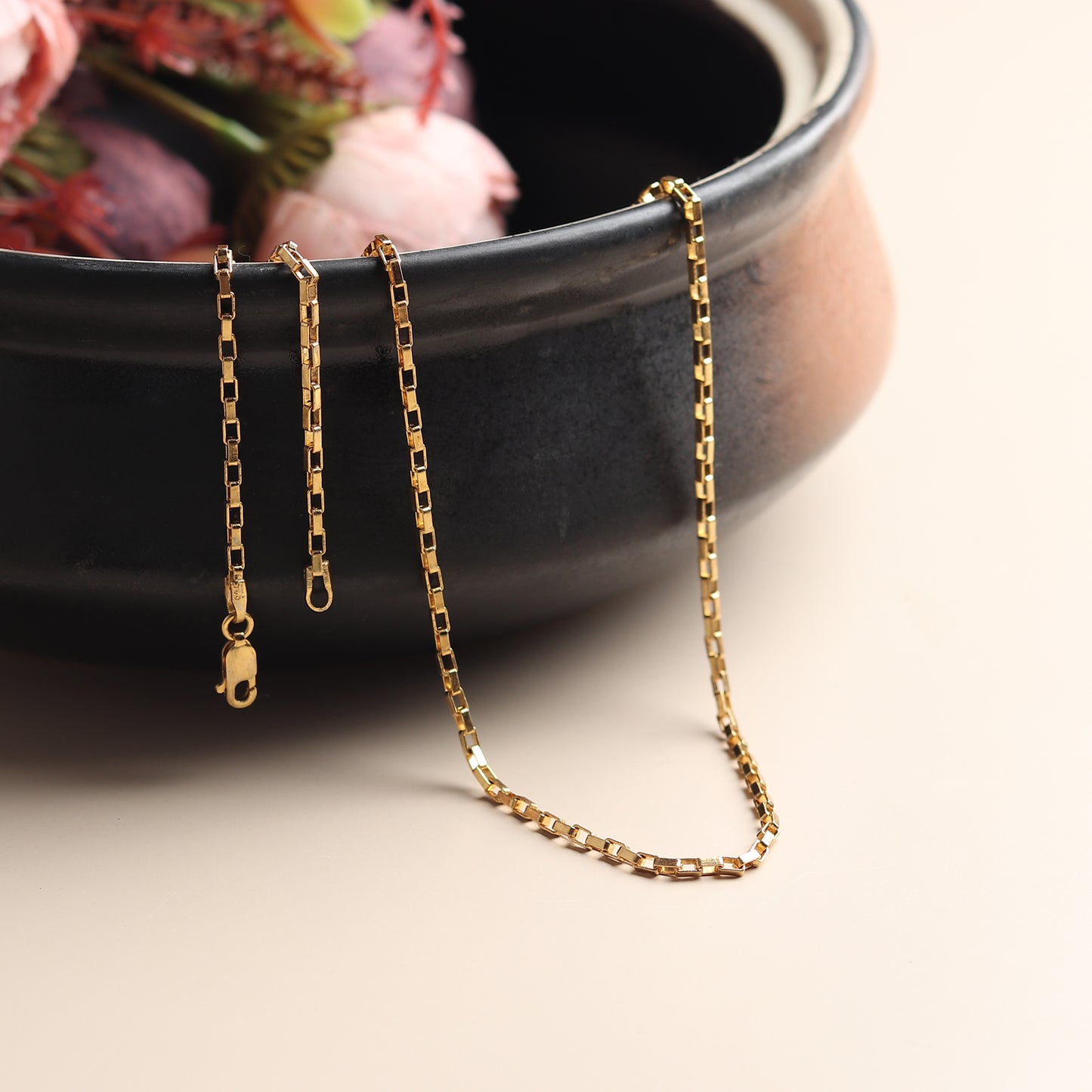 22KT Gold Plated God Durga Maa Pure Silver 92.5% purity Chain with Durga Maa Pendant (Pendant with Box Chain-22 inches)